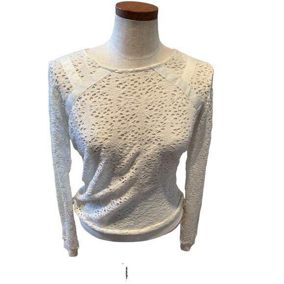 Storm & Marie Winter White Long Sleeve Lace Top S - Picture 1 of 6